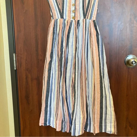 FREE PEOPLE Lilah Strapless Smocked Midi Dress Striped Size Small - Picture 5 of 10